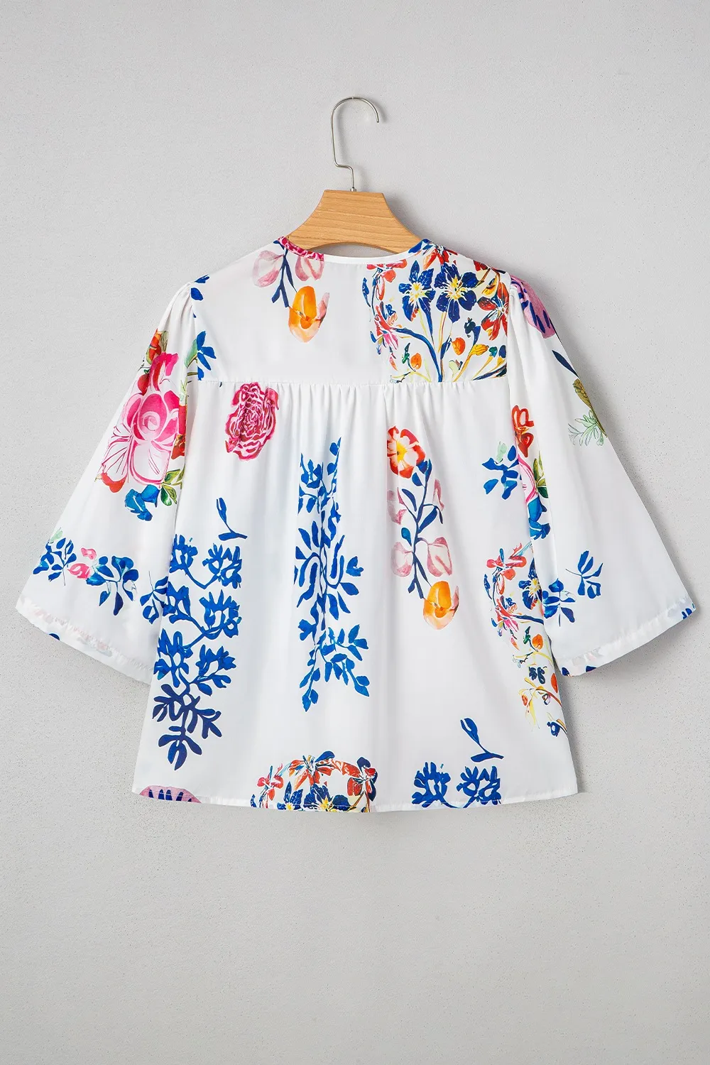 Printed Tie Neck 3/4 Sleeve Blouse, image 4