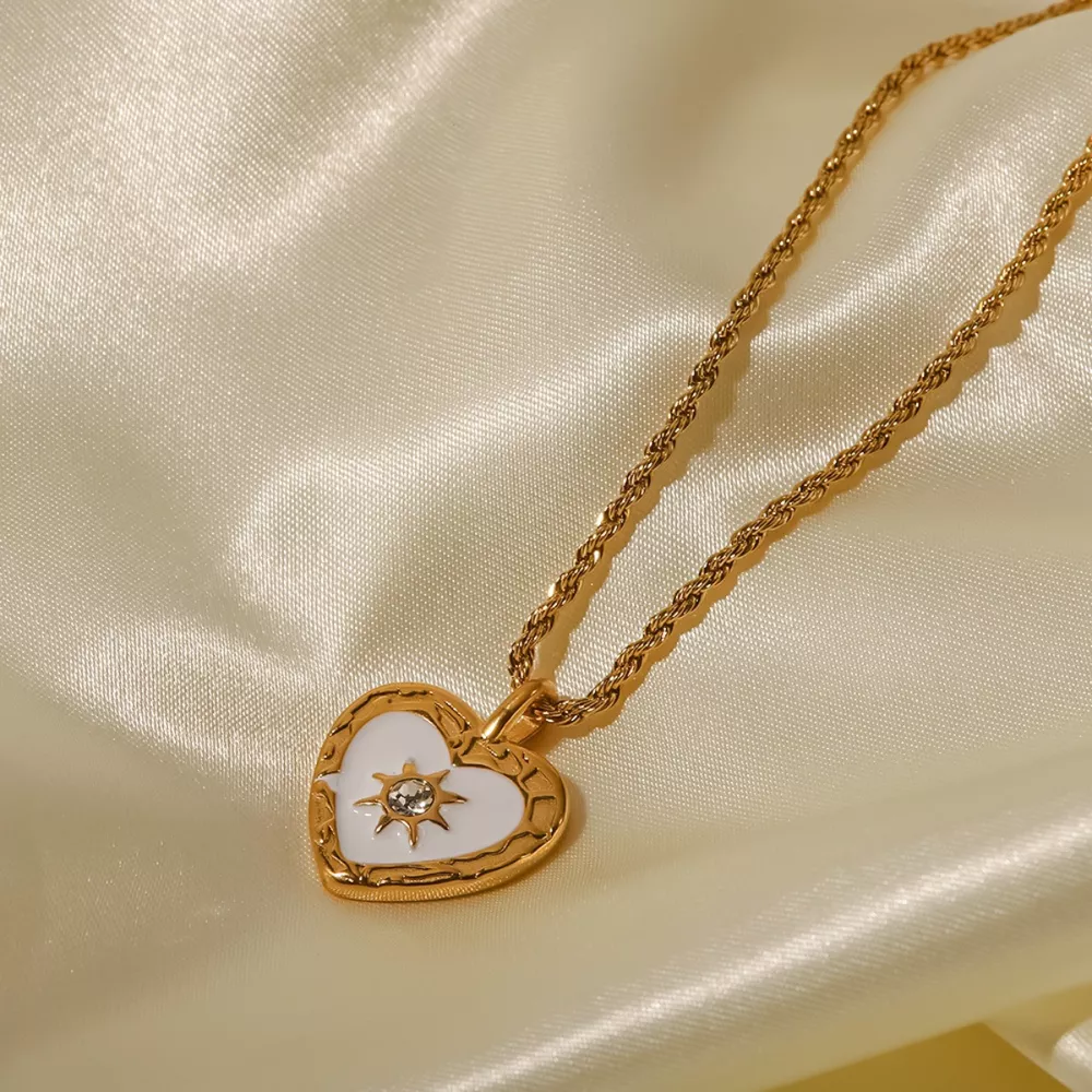 18K Gold-Plated Zircon Heart Necklace, image 6