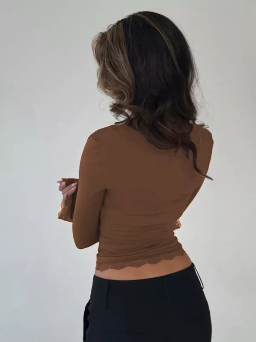 Lace Trim Long Sleeve T-Shirt, image 10