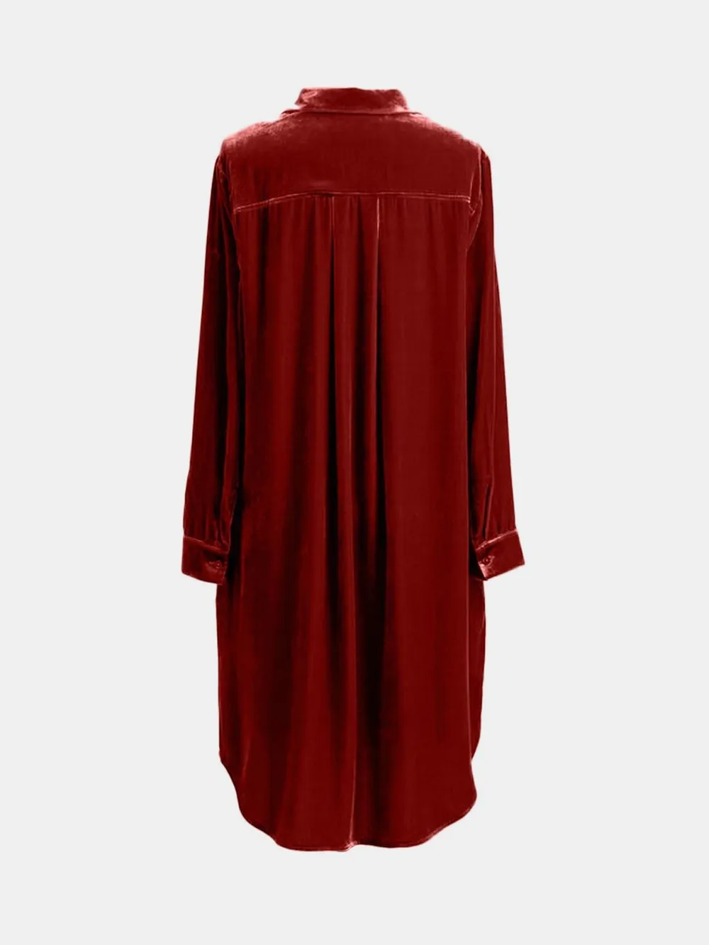 High-Low Button Up Long Sleeve Knee Length Dress, image 12