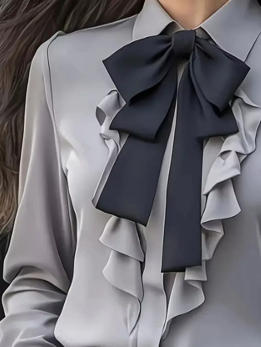 Ruffled Tie Front Long Sleeve Blouse, image 6