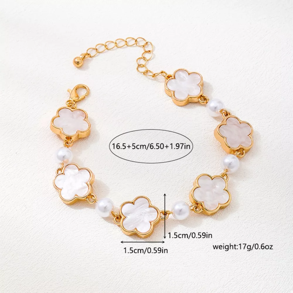 18k Gold-Plated Alloy Flower Bracelet, image 3