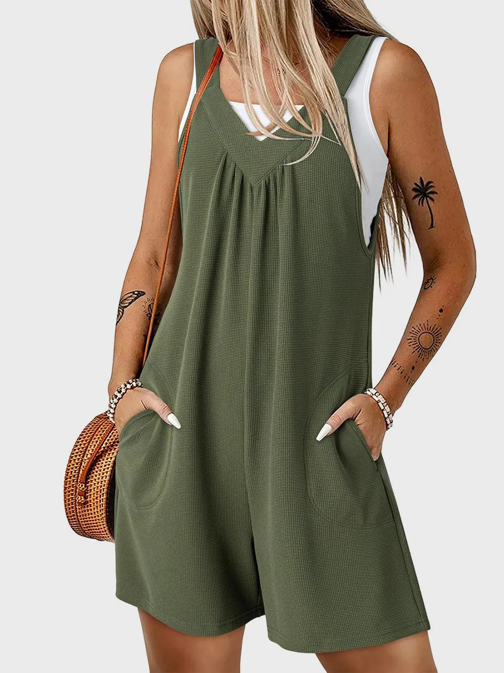 V-Neck Wide Strap Romper, image 9