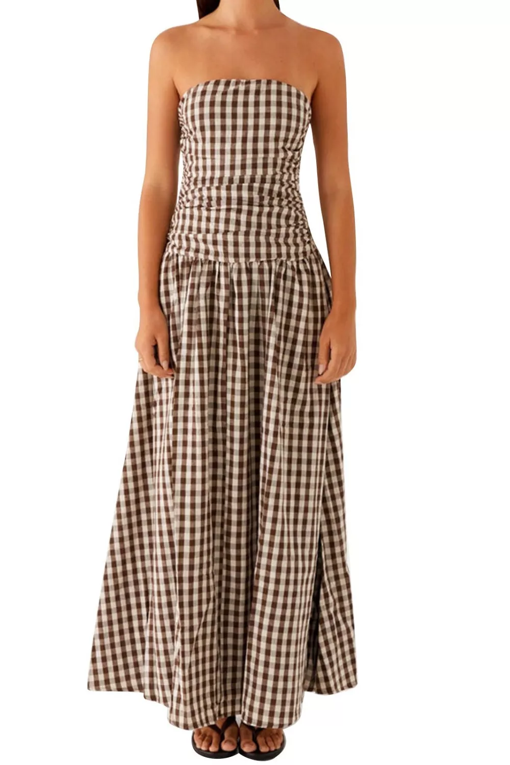 Strapless Ruched Maxi Dress, image 2