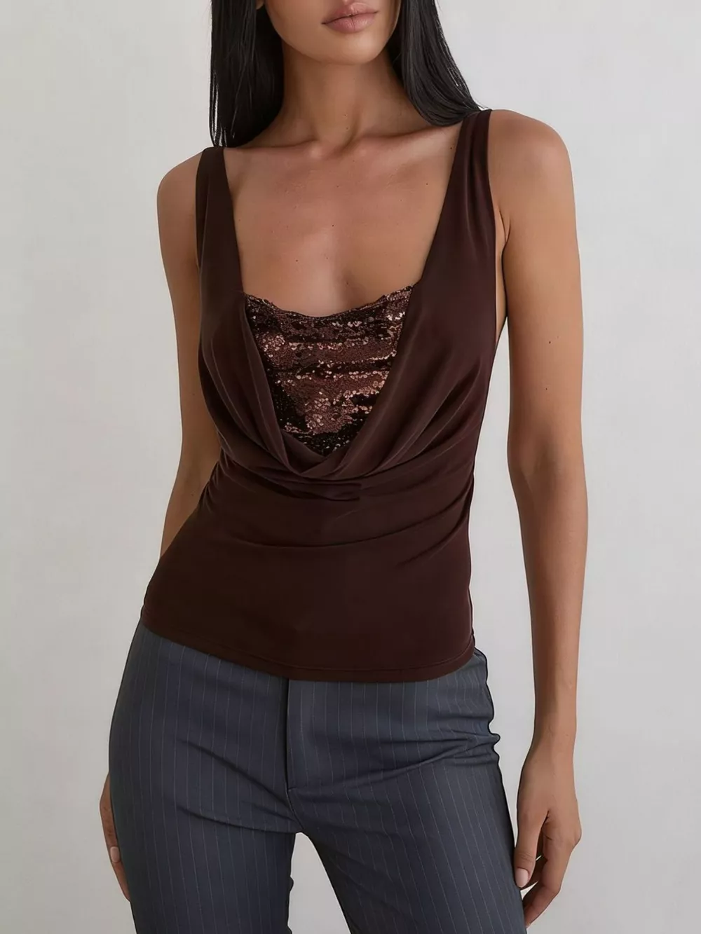 Sequin Detail Ruched Tank, image 3