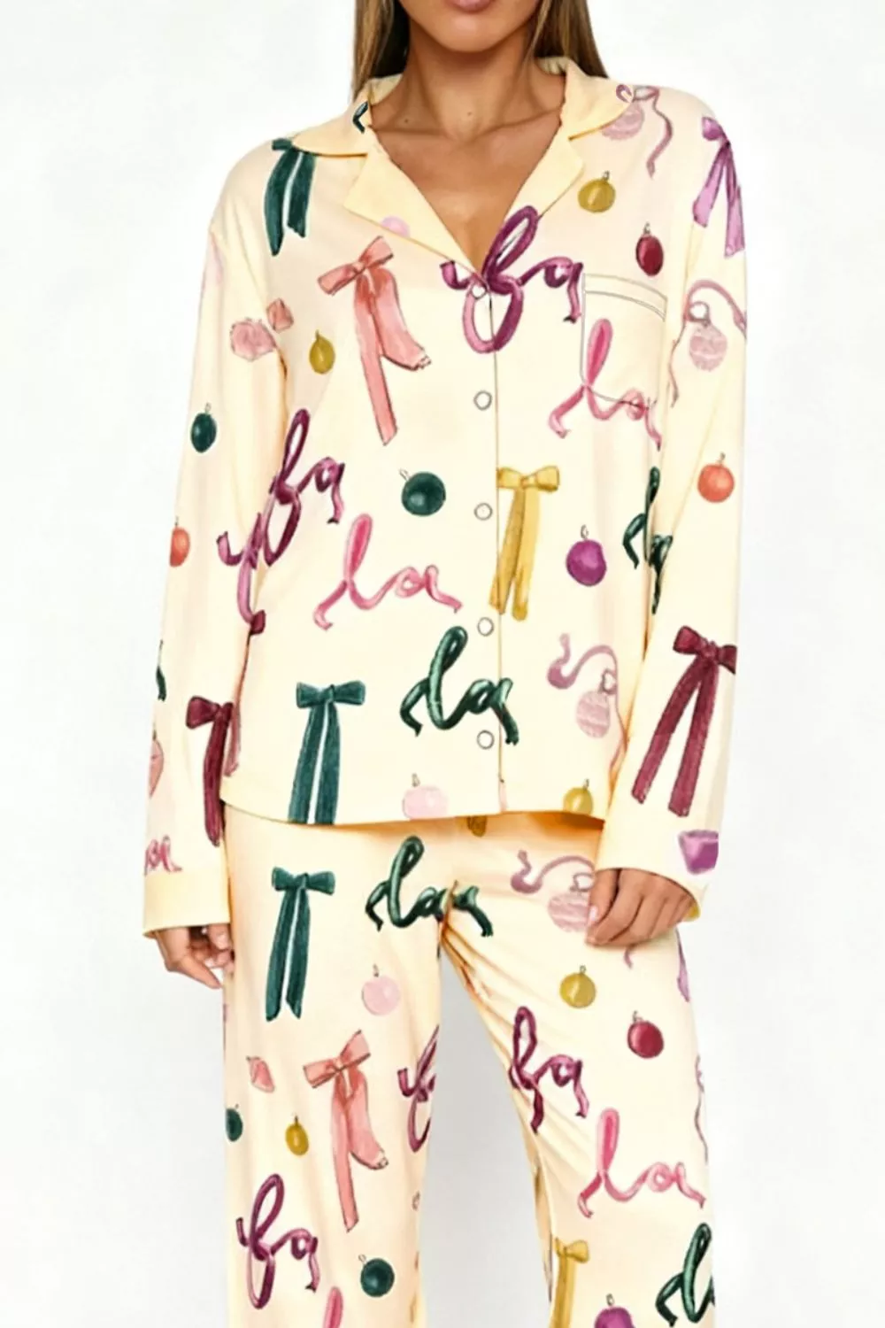 Bow Print Top and Wide Leg Pants Lounge Set, image 14