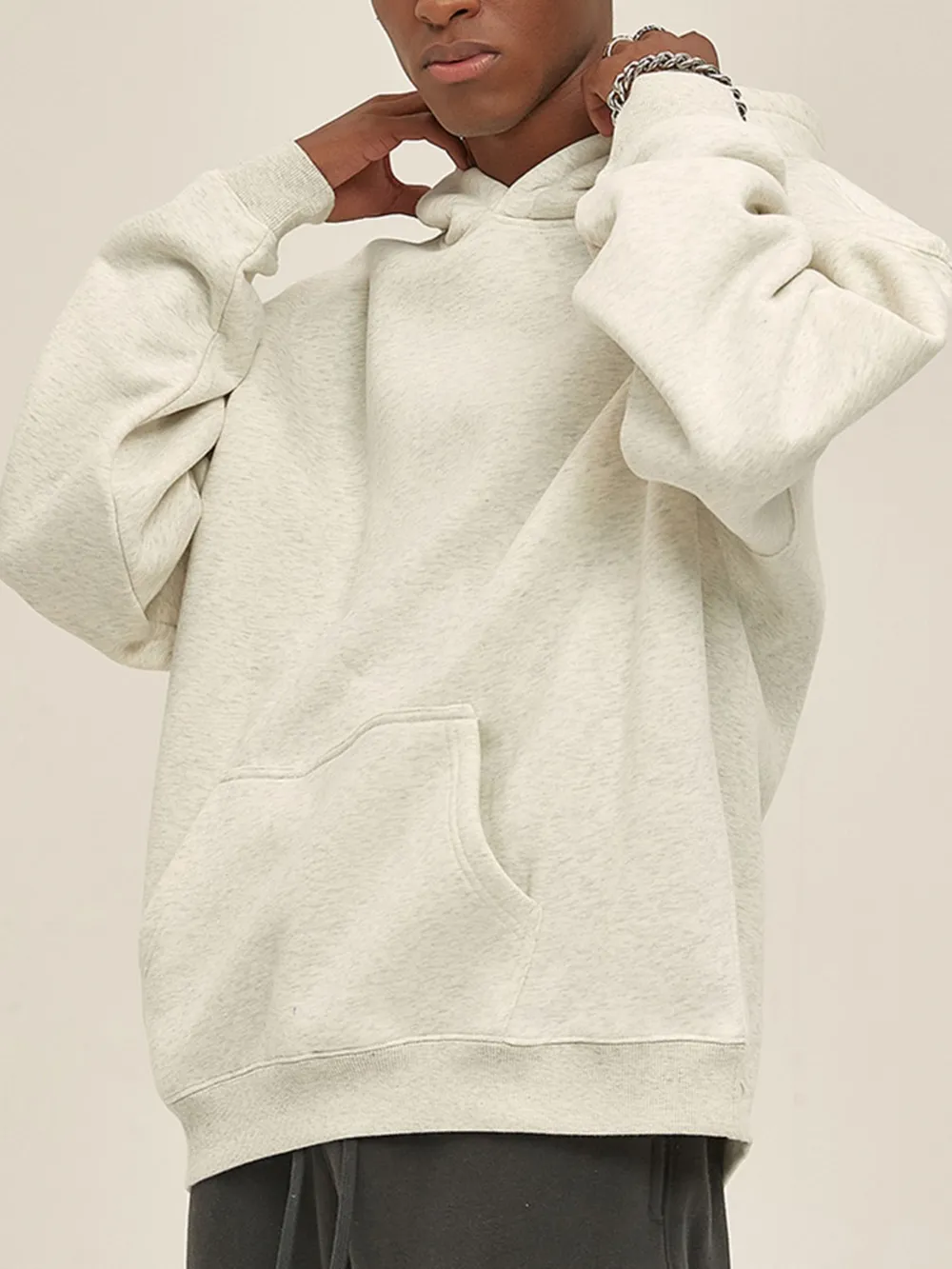 Men's Oversized Pocketed Long Sleeve Hoodie, image 3