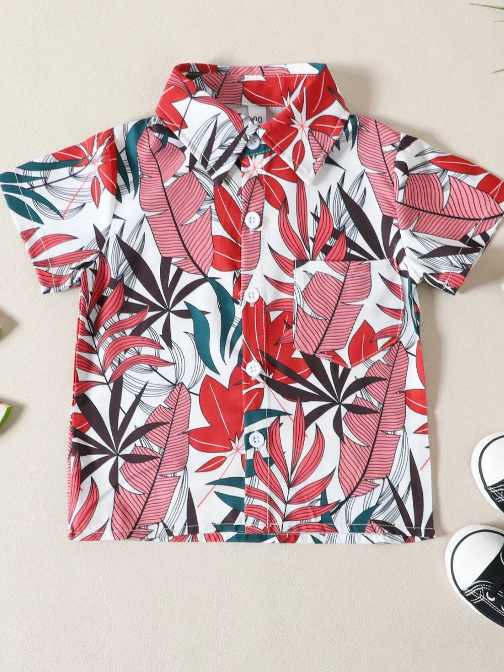 Children's Tropical Leaf Print Shirt & Shorts Set, image 3