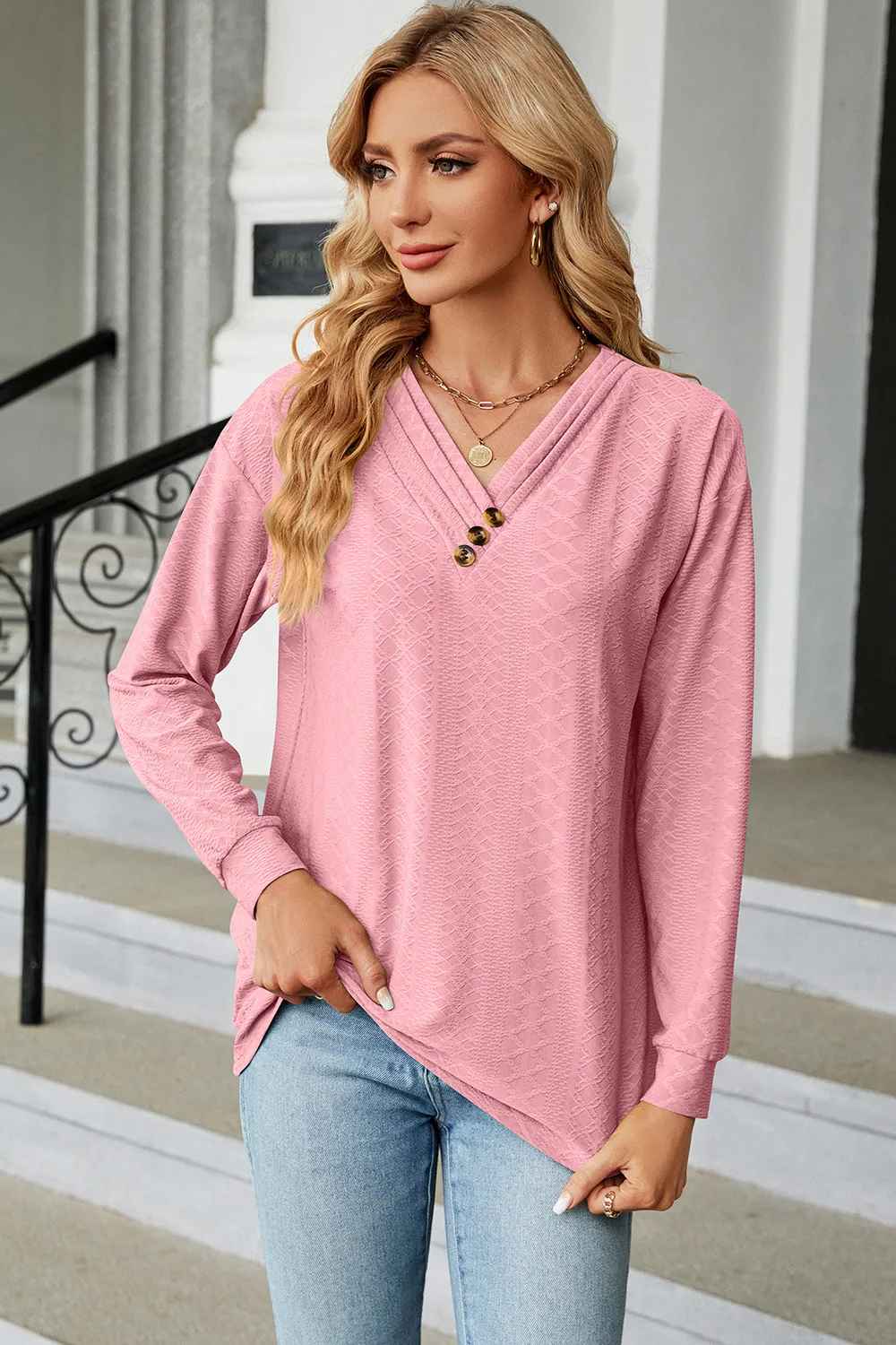V-Neck Long Sleeve T-Shirt, image 9