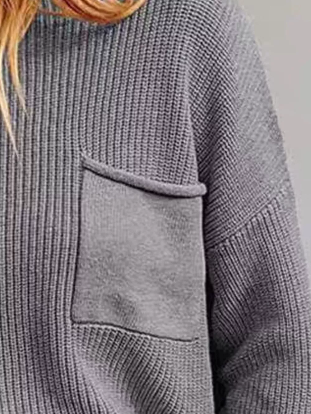 Pocket Detail Dropped Shoulder Sweater, image 8