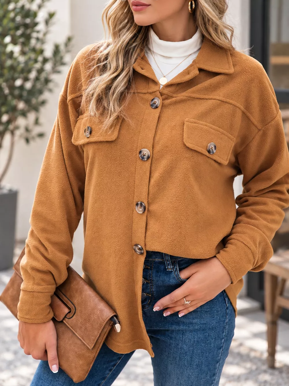 Button-Down Long Sleeve Shacket, image 2