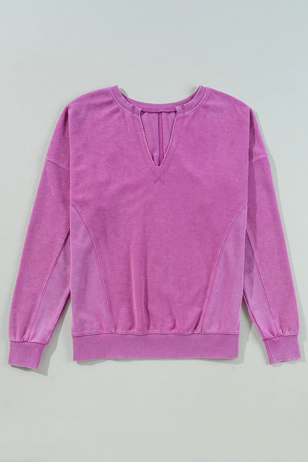 Notched Drop Shoulder Long Sleeve Sweatshirt, image 7