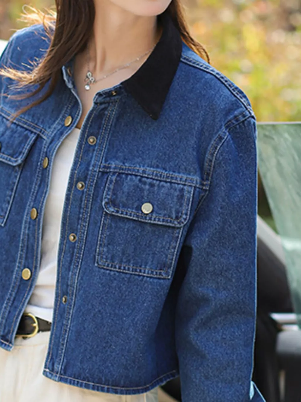 Snap Down Denim Jacket with Chest Pockets, image 4