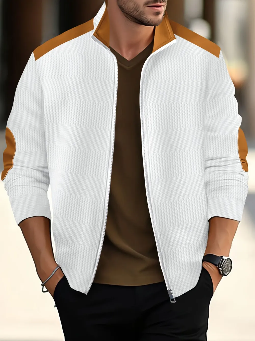 Men's Full Size Zip Up Long Sleeve Top Plus Size, image 3