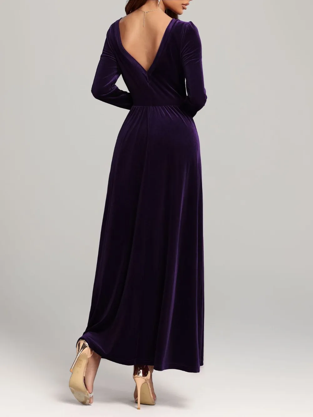 Velvet Square Neck Long Sleeve Dress, image 9