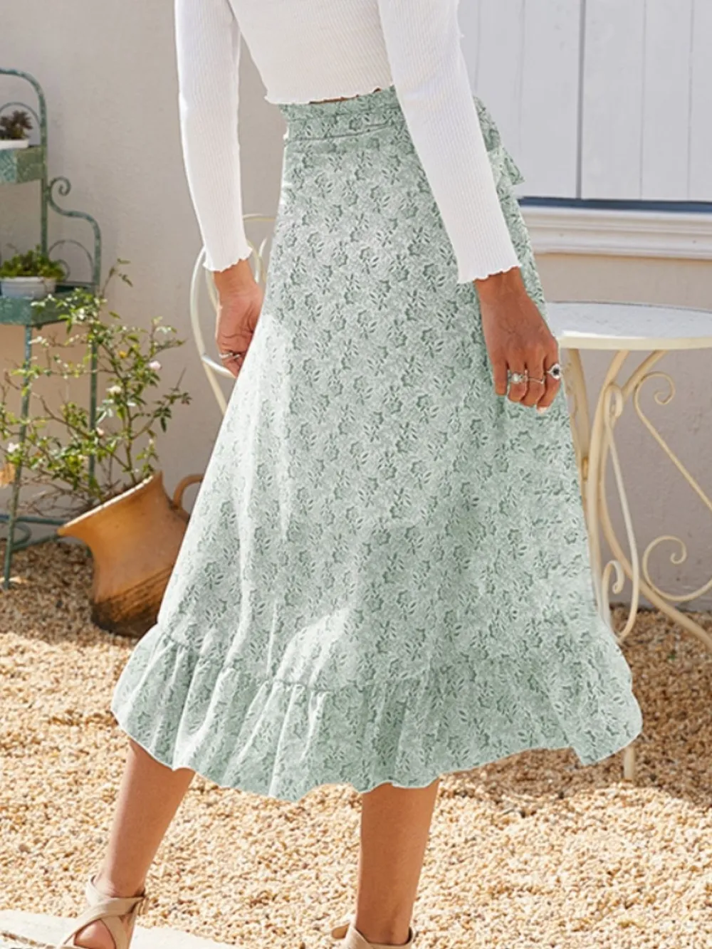 Printed Ruffled Midi Skirt, image 15