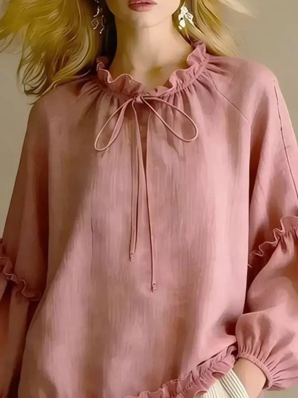 Frill Balloon Sleeve Blouse, image 6