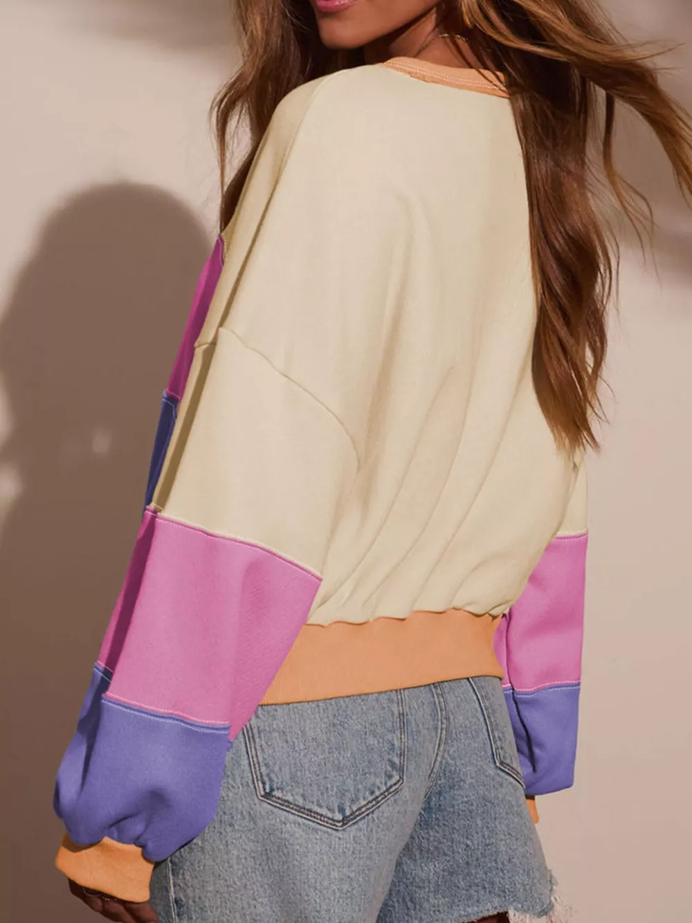 Color Block Drop Shoulder Sweatshirt, image 2