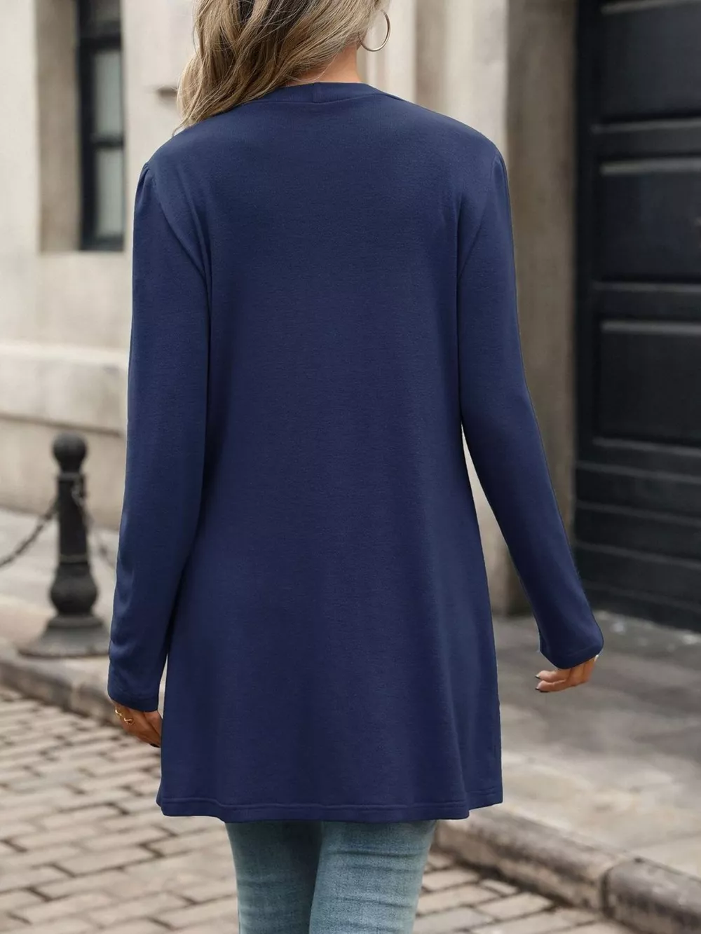 V-Neck Button-Up Long Sleeve Cardigan with Pockets, image 20