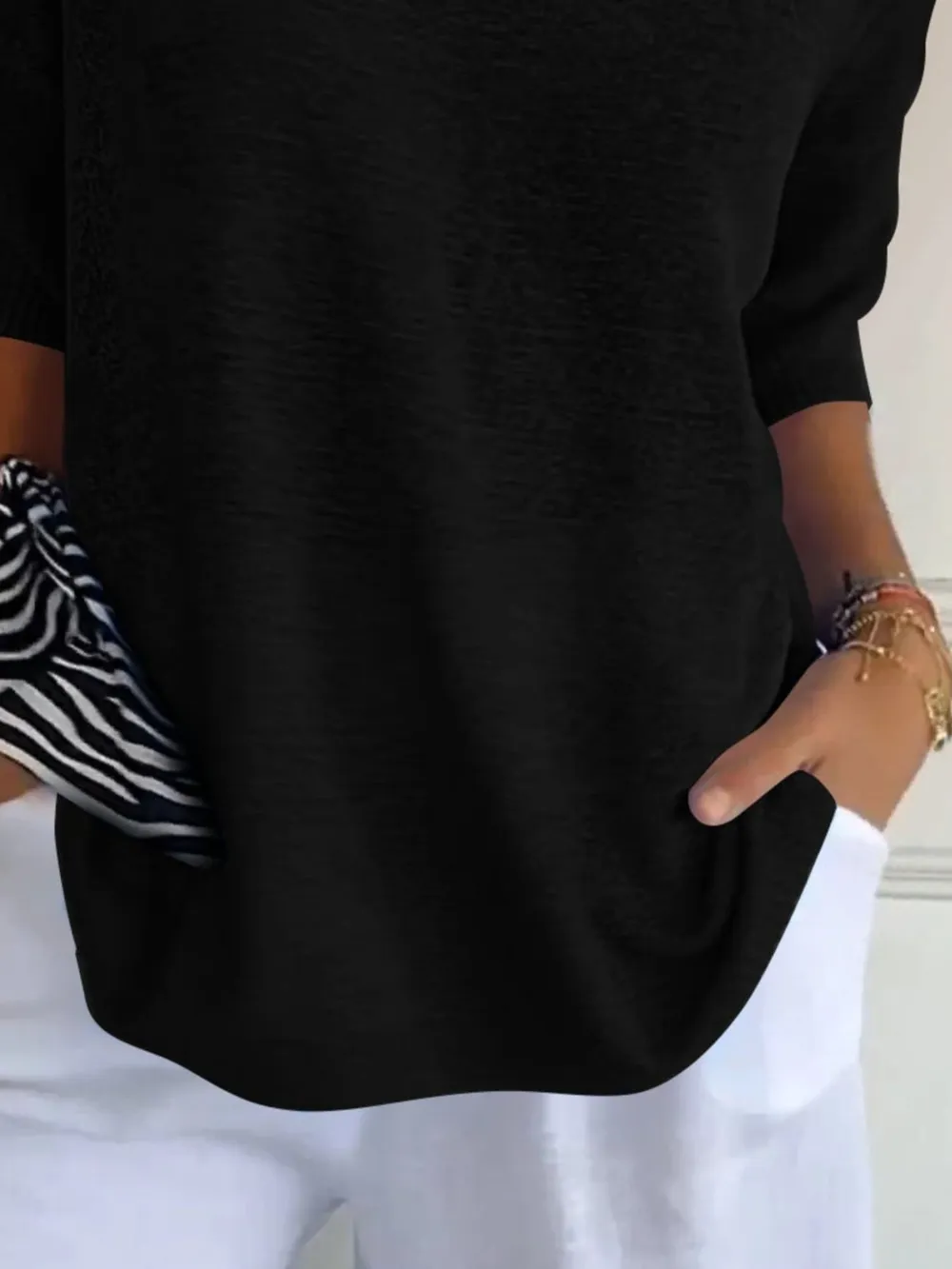 Full Size Relaxed Fit Ribbed Hem Sweater Plus Size, image 4