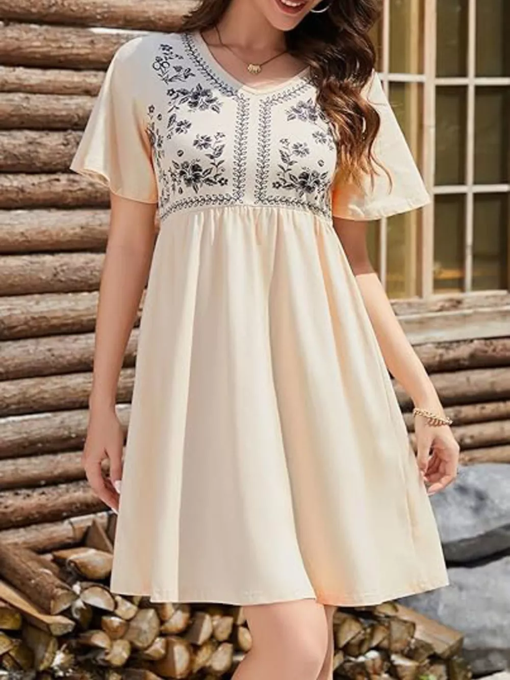 Floral V-Neck Mini Dress, image 14