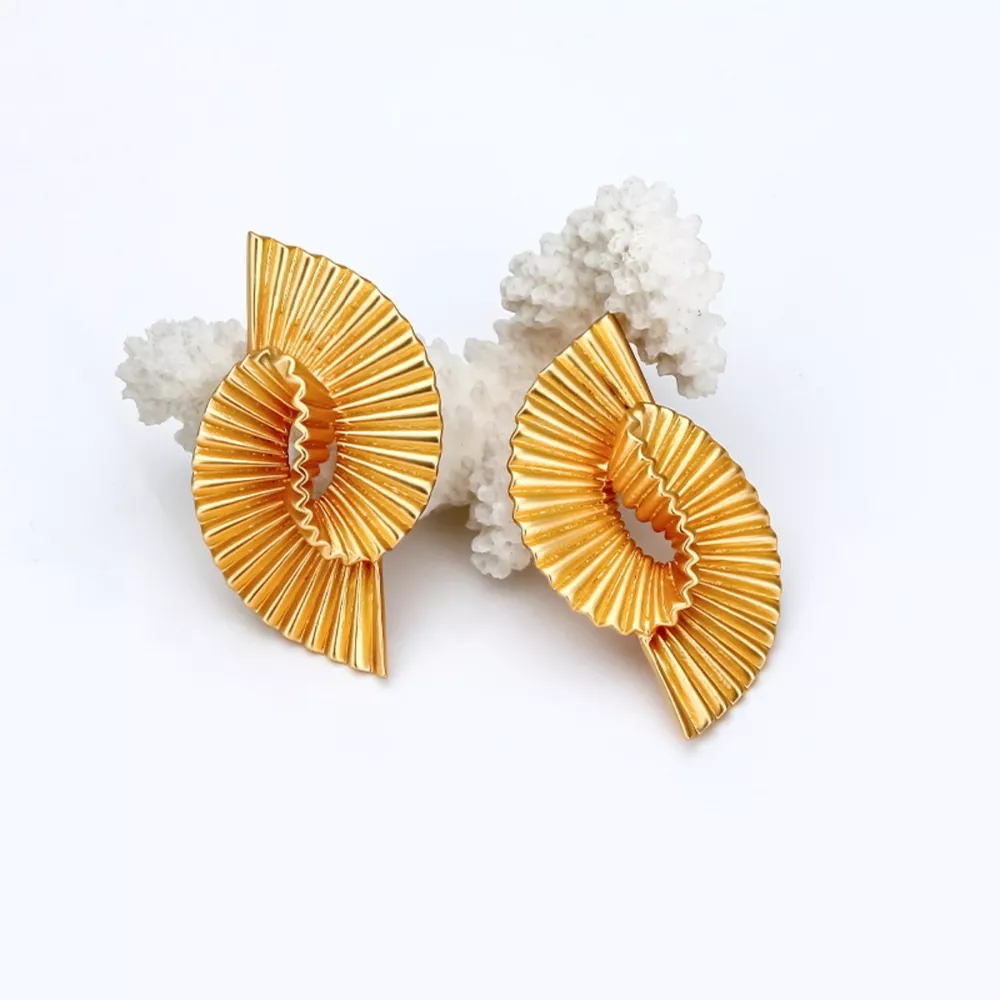 18K Gold-Plated Copper Geometric Spiral Earrings, image 5