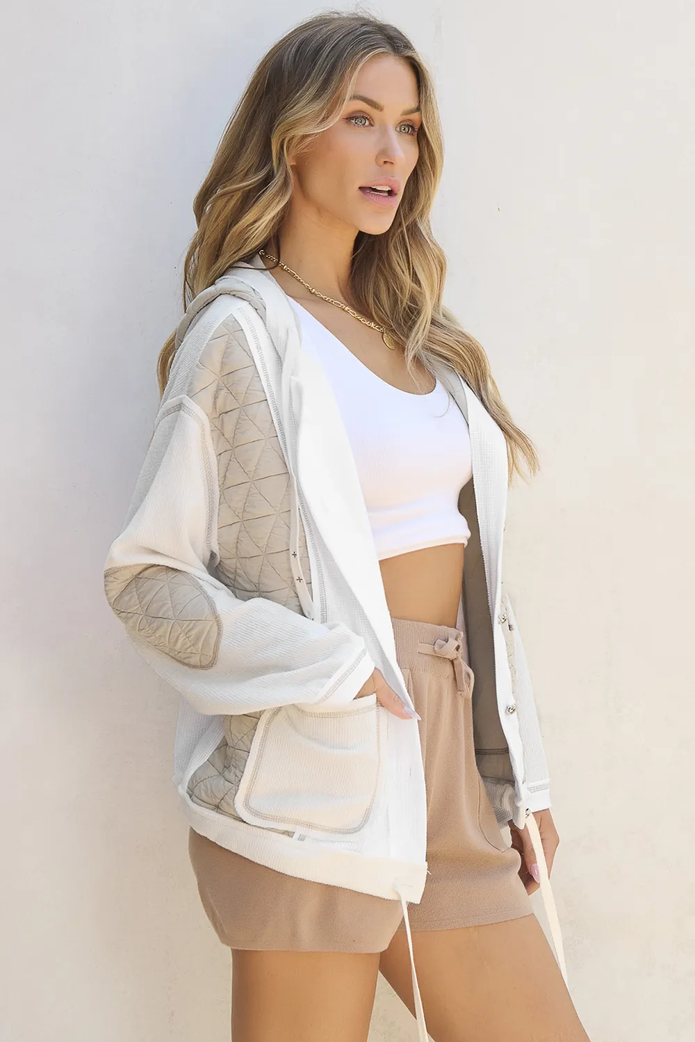 Drawstring Color Block Long Sleeve Jacket, image 5