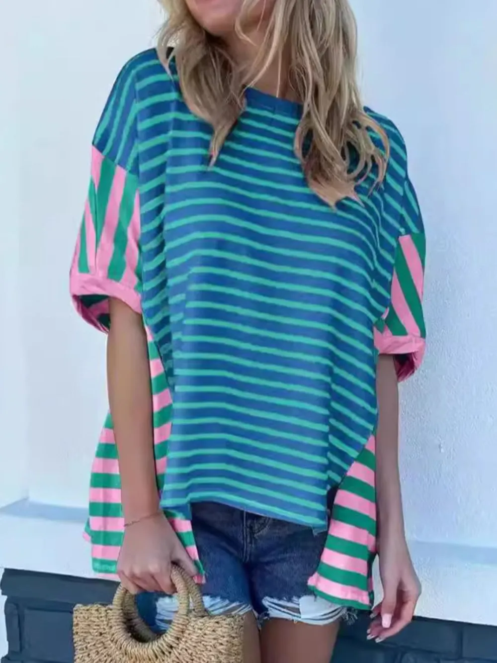 Colorful Striped Oversized T-Shirt, image 2