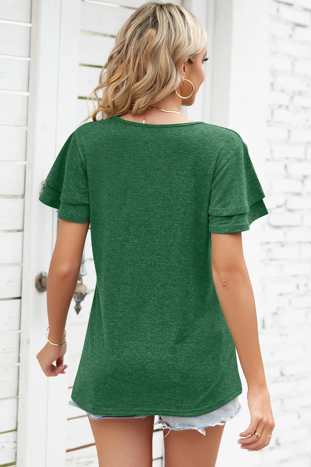Tie Waist Flutter Sleeve Blouse, image 9