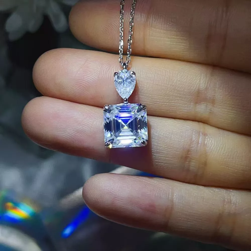 5.8 Carat Moissanite 925 Sterling Silver Pendant Necklace, image 3