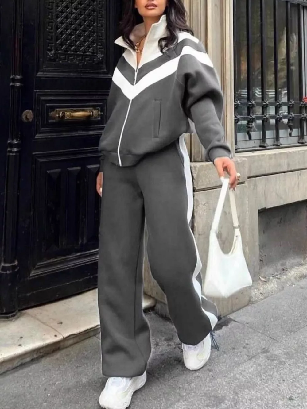 Color Block Zip-Up Outerwear and Pants Set, image 17