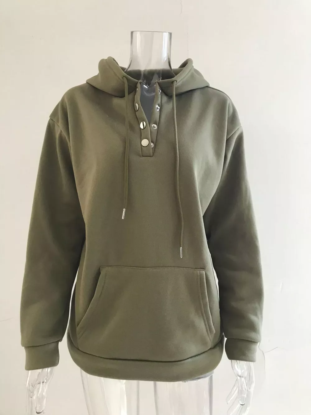 Full Size Kangaroo Pocket Drawstring Long Sleeve Hoodie Plus Size, image 12