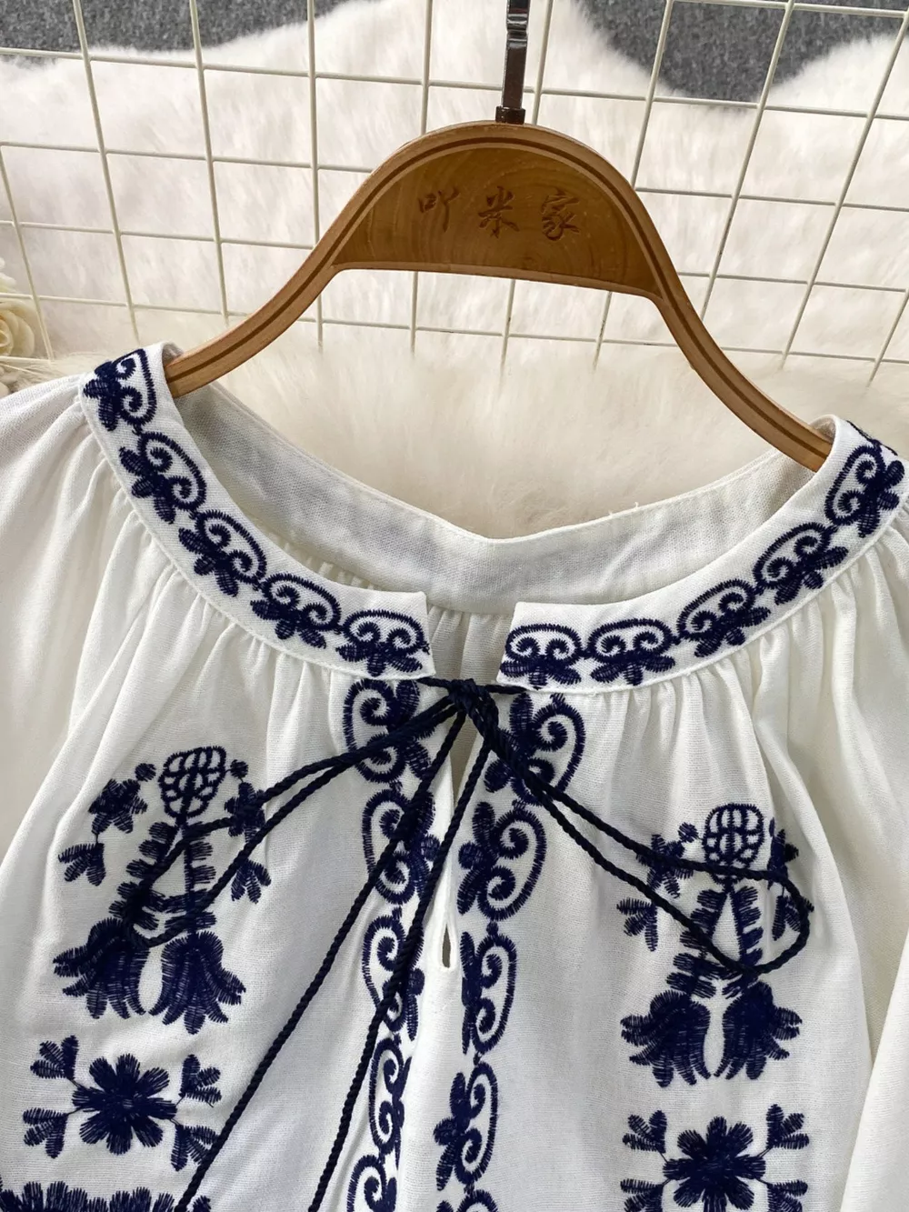 Embroidered Tie Neck Blouse, image 16