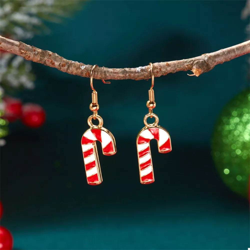 Christmas Candy Cane Earrings, image 2