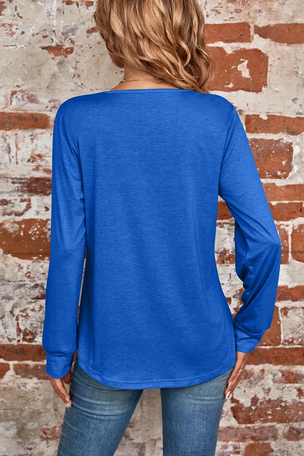Ruched Square Neck Long Sleeve T-Shirt, image 7
