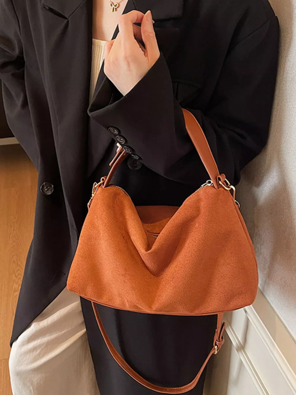 Suede Texture Crossbody Bag, image 6
