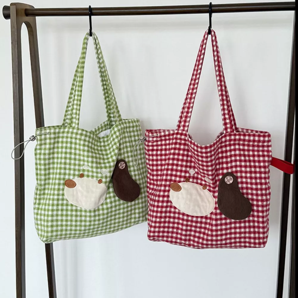Gingham Drawstring Handbag, image 4