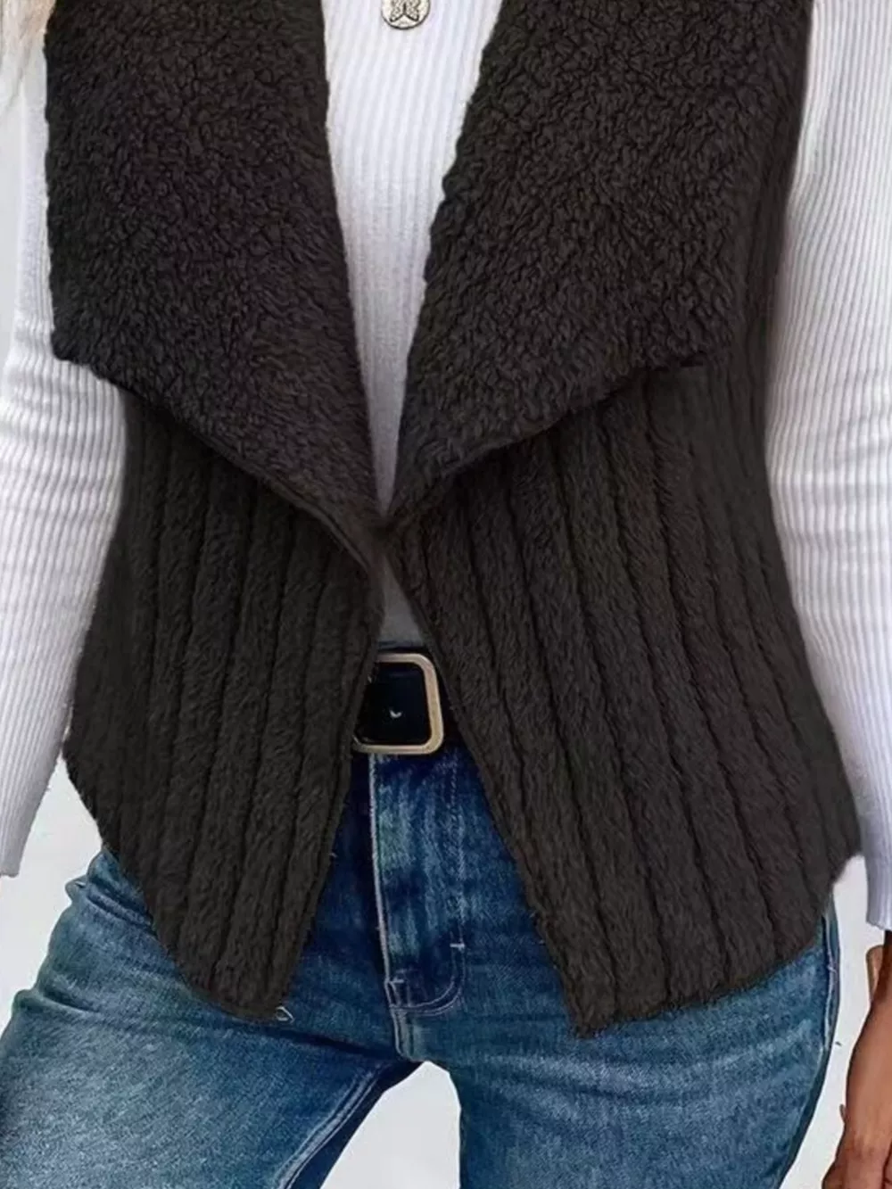 Cozy Fleece Open Front Vest Coat, image 4