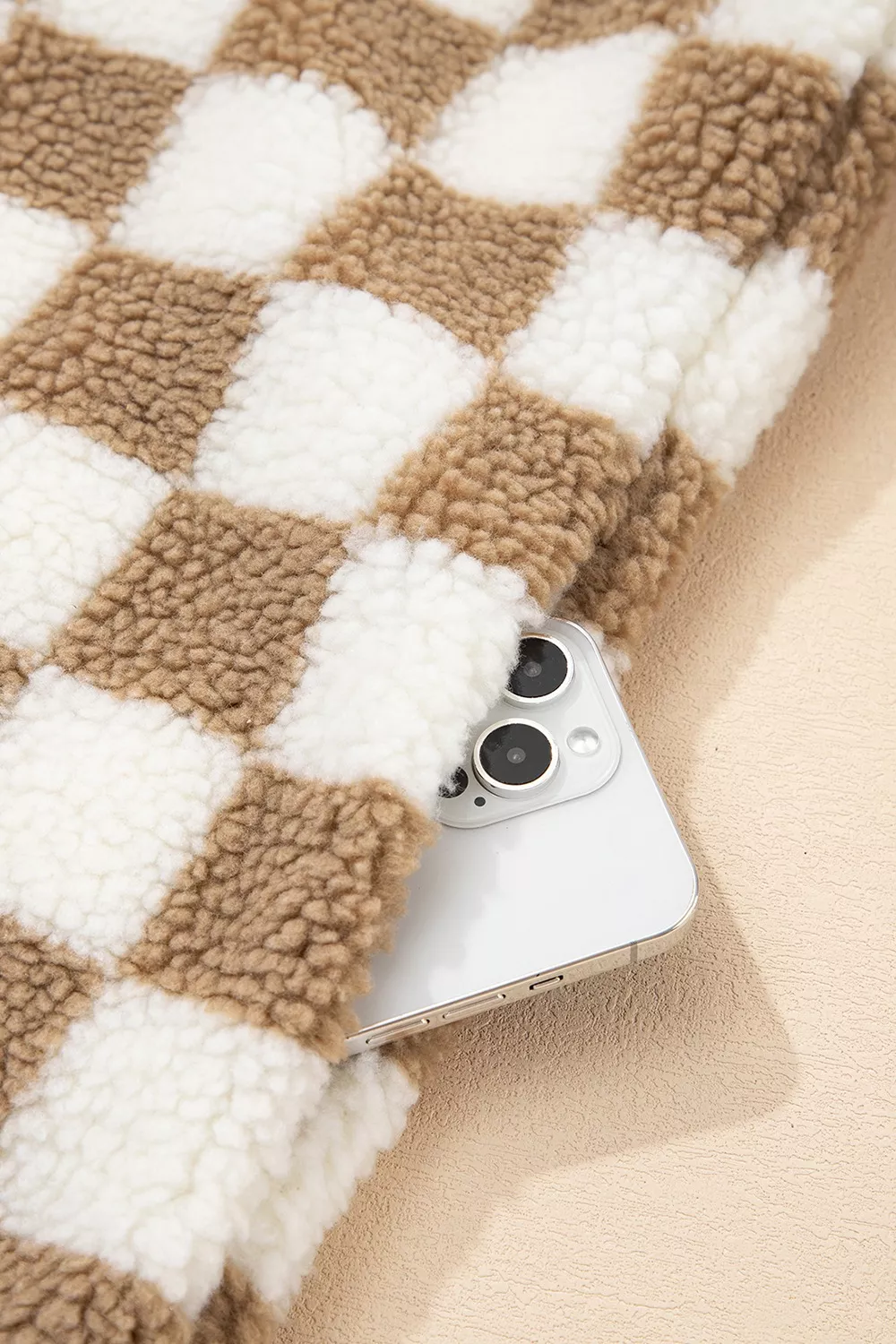 Checkered Sherpa Oversized Button Up Jacket, image 8