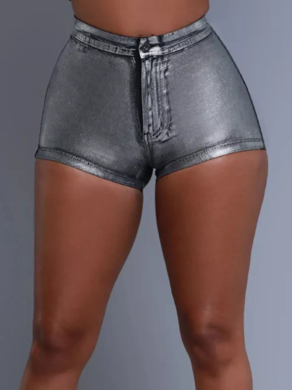 Shiny Slim Stretch High-Waisted Shorts, image 6