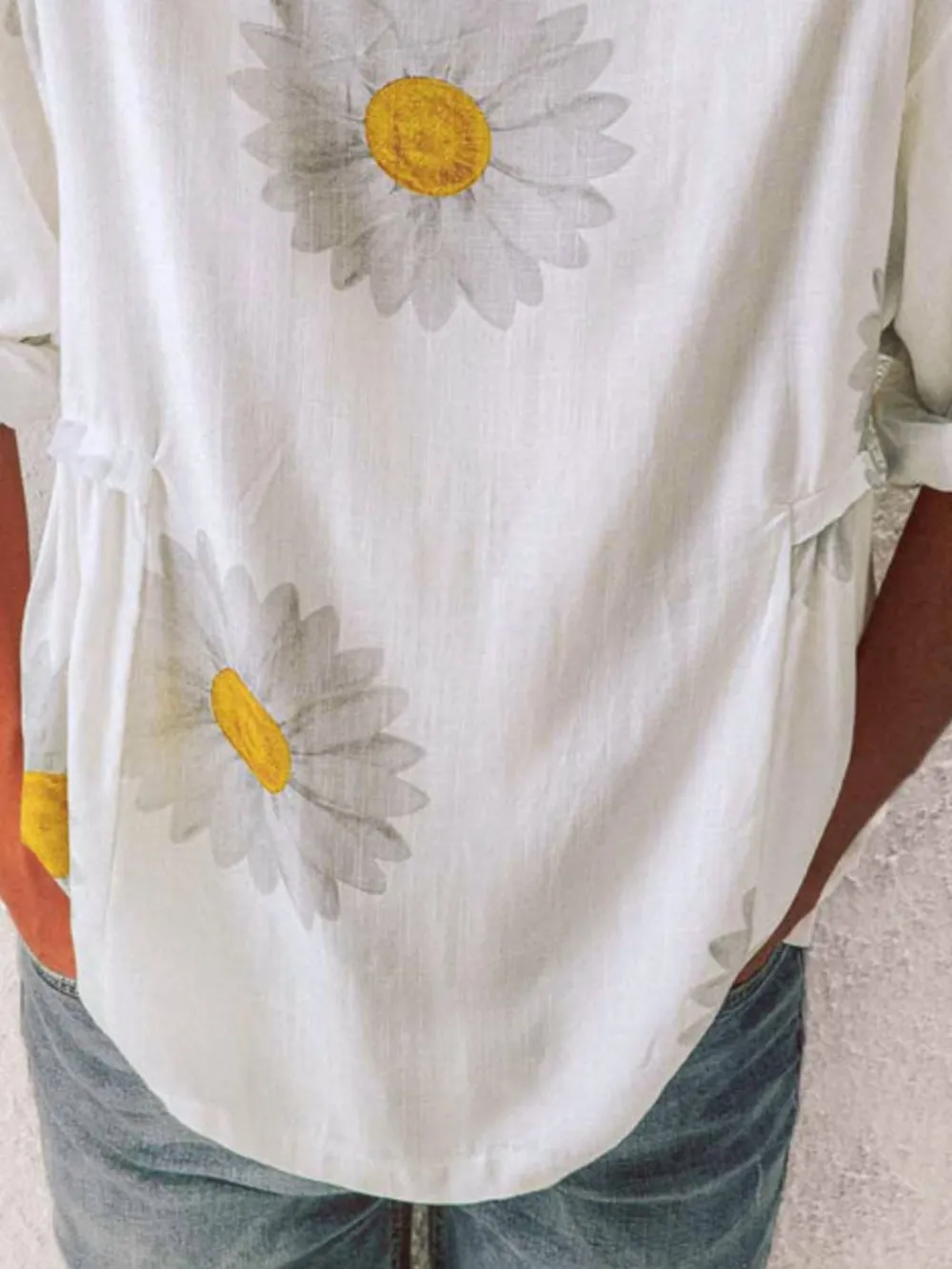 Full Size Flower Round Neck Half Sleeve T-Shirt Plus Size, image 5