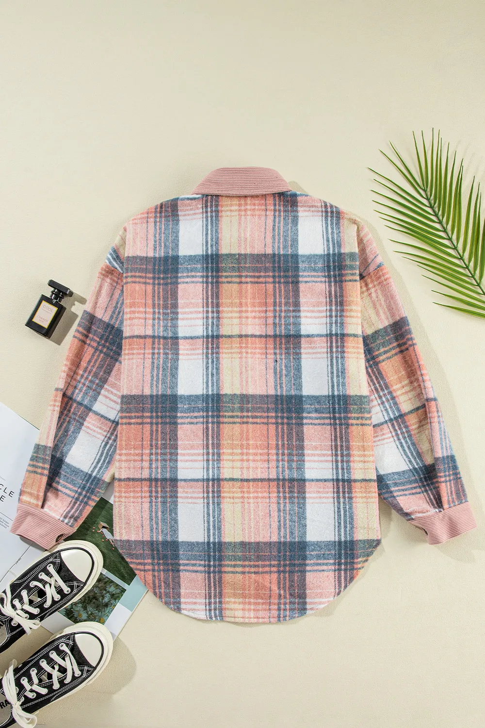 Plaid Button Up Long Sleeve Shacket, image 4