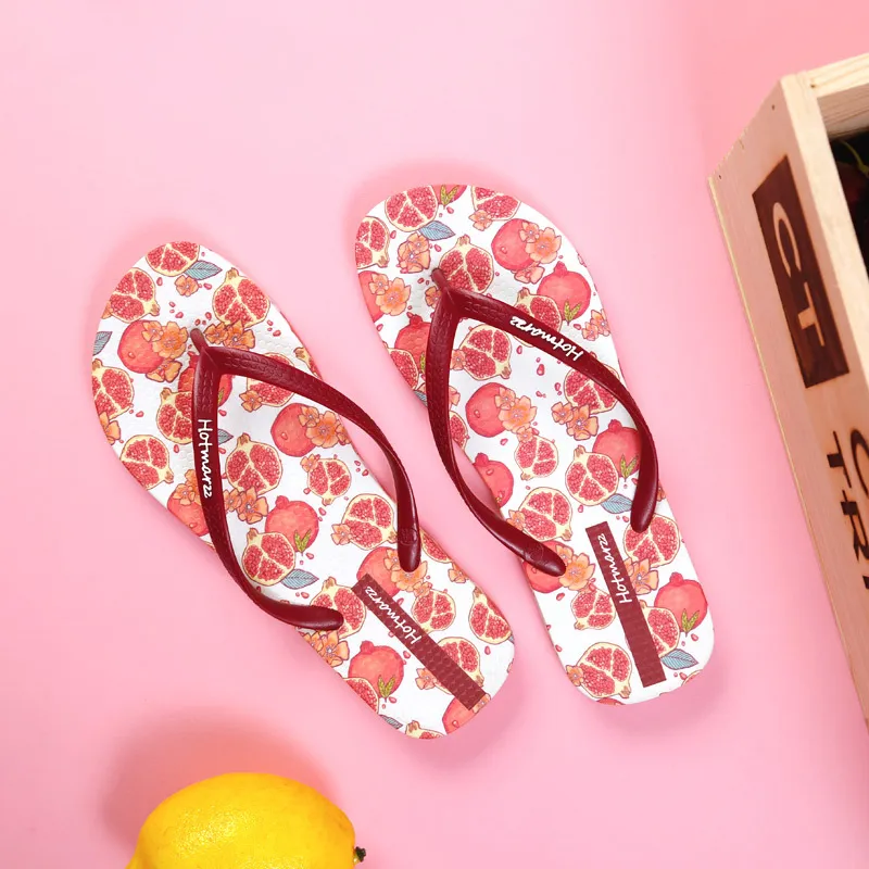 Fruit Print Summer Toe Post Slippers, image 2