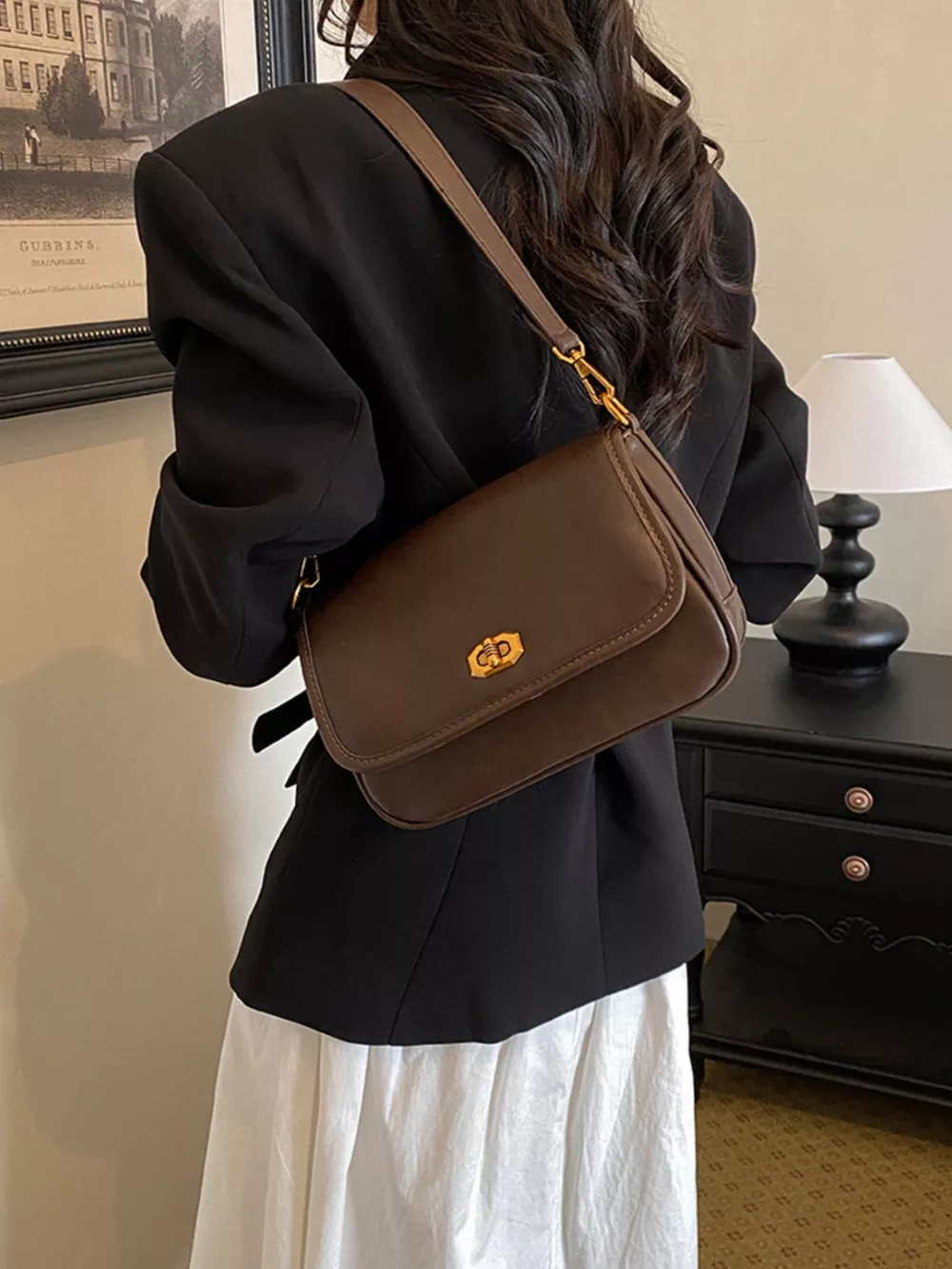 Twist Lock Flap Shoulder Bag, image 6