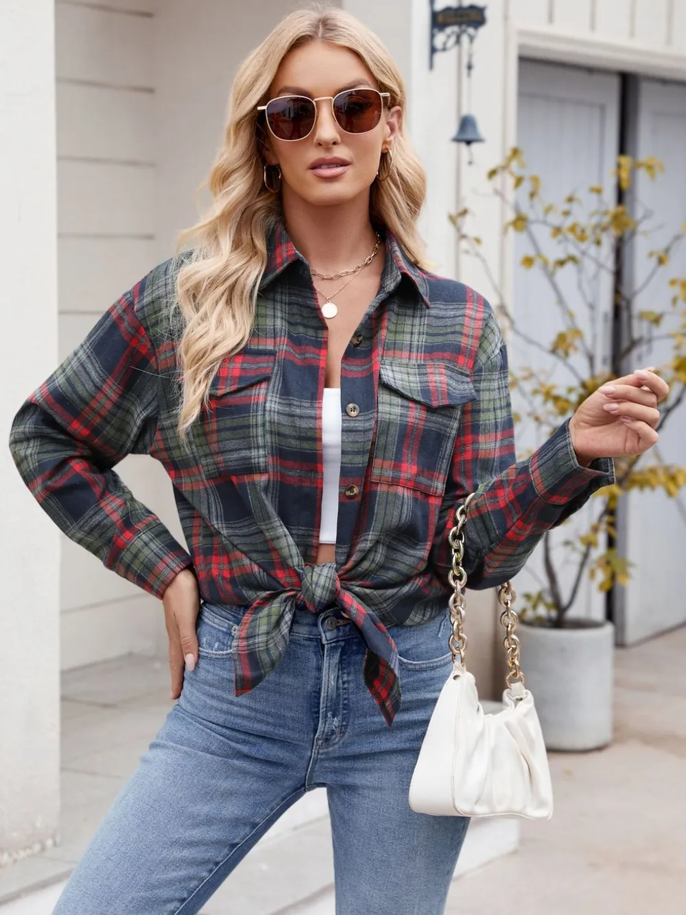 Plaid Button Up Long Sleeve Shirt, image 12