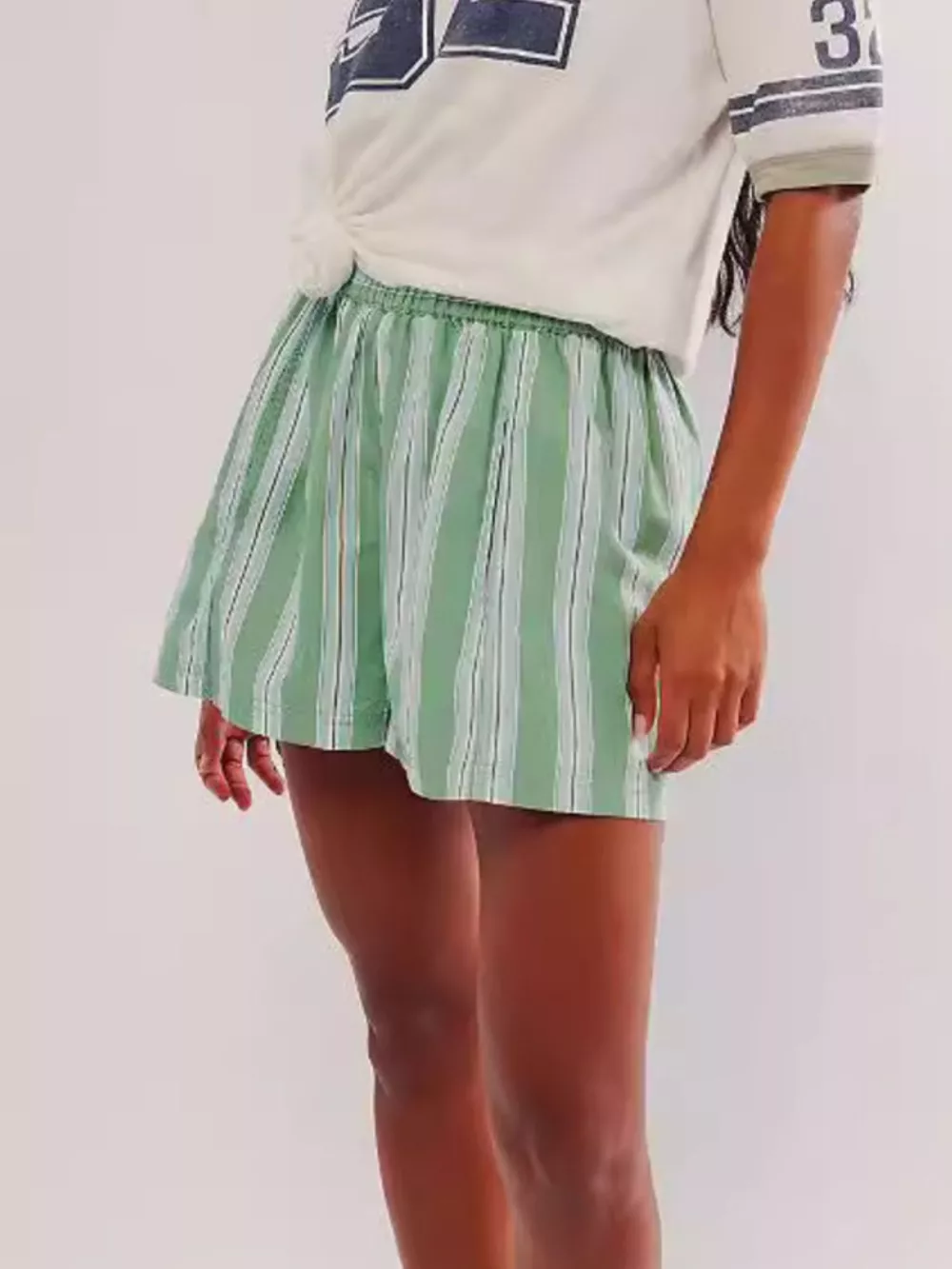 Striped Elastic Waist Casual Shorts, image 7