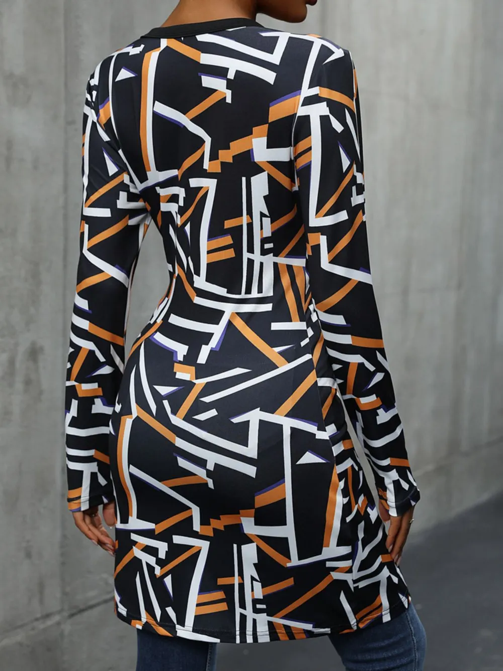 Geometric Surplice Long Sleeve T-Shirt, image 2