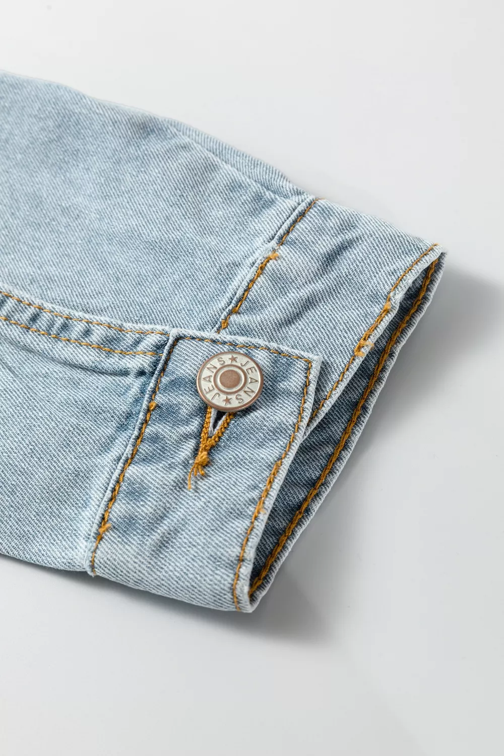 Draw-cord Hem Light Wash Denim Jacket, image 6