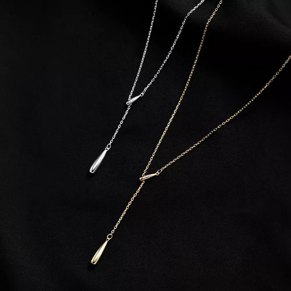 925 Sterling Silver Y-Shaped Pendant Necklace, image 3