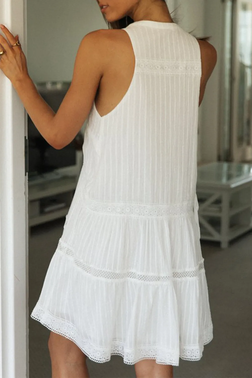 Half Button Sleeveless Mini Dress, image 3